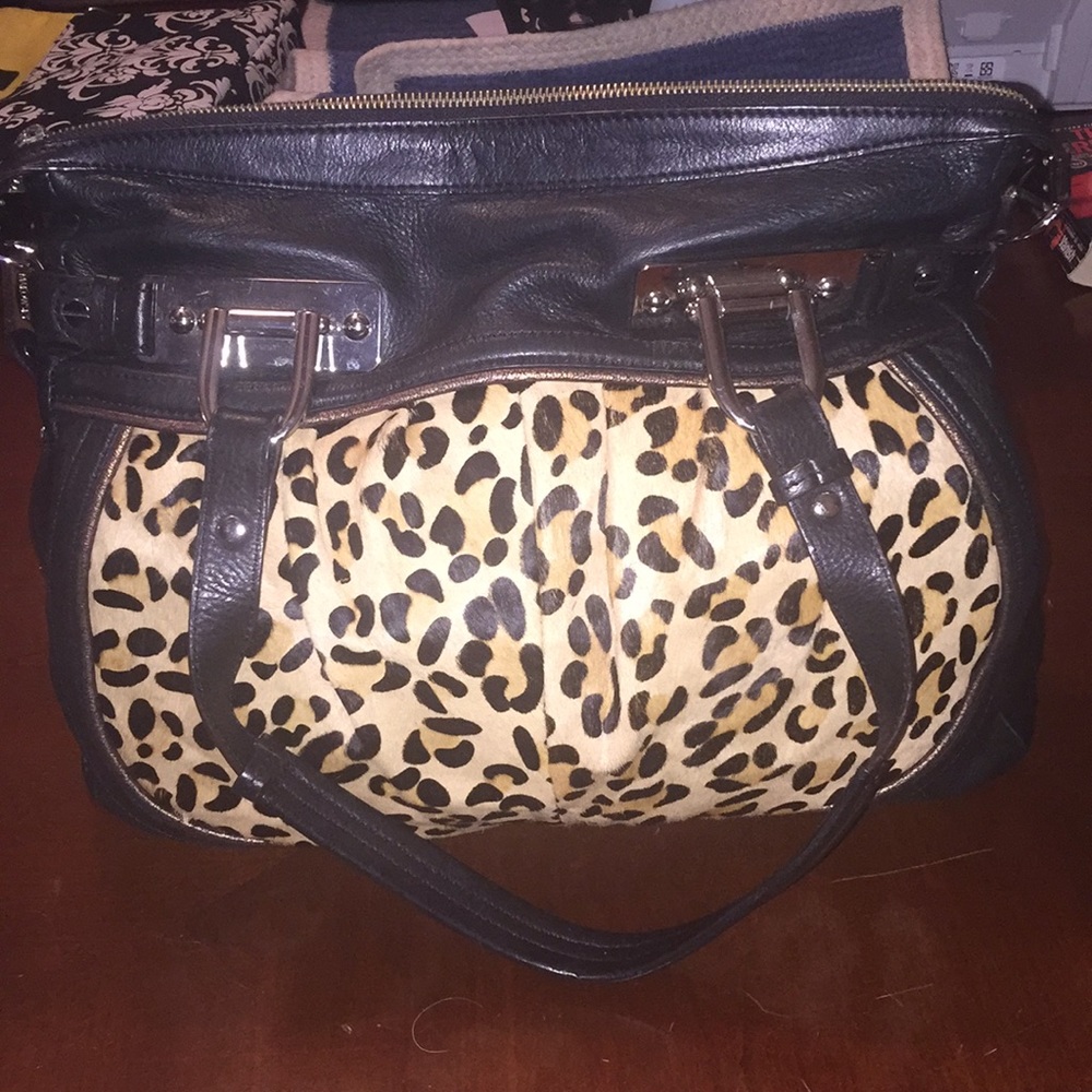 B Makowsky Genuine Leather Bag with Calf Hair